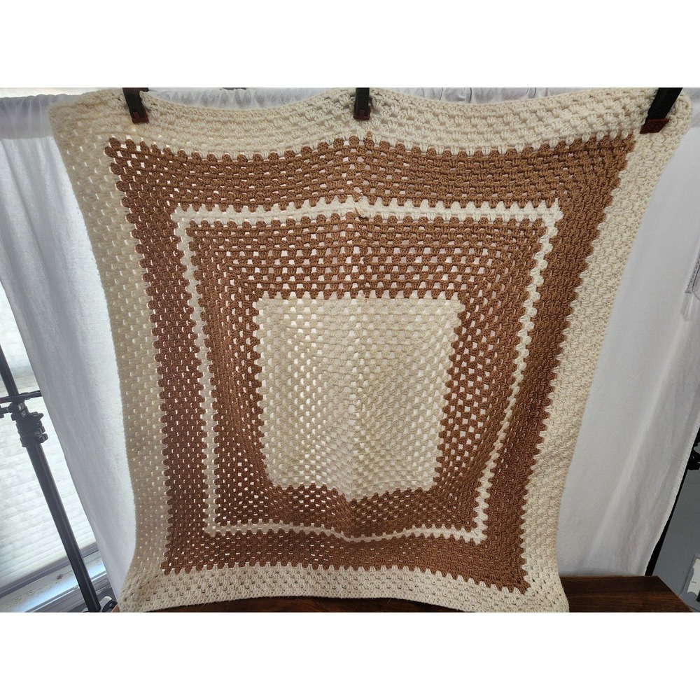 Blanket handmade vintage yarn Afghan throw
